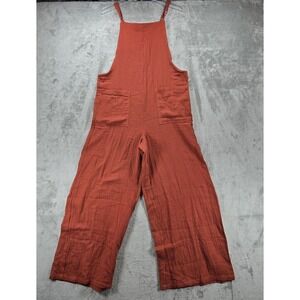 Lotus & Luna Rust Nomad Jumpsuit Women's Large Wide Leg 100% Cotton Red NWT Boho